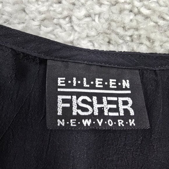 Eileen Fisher Black Maxi Dress Large Tie Back Sleeveless Minimalist Casual READ - Picture 10 of 14